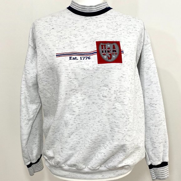 Vintage Est 1776 USA White Crew Neck Sweater - Picture 4 of 9